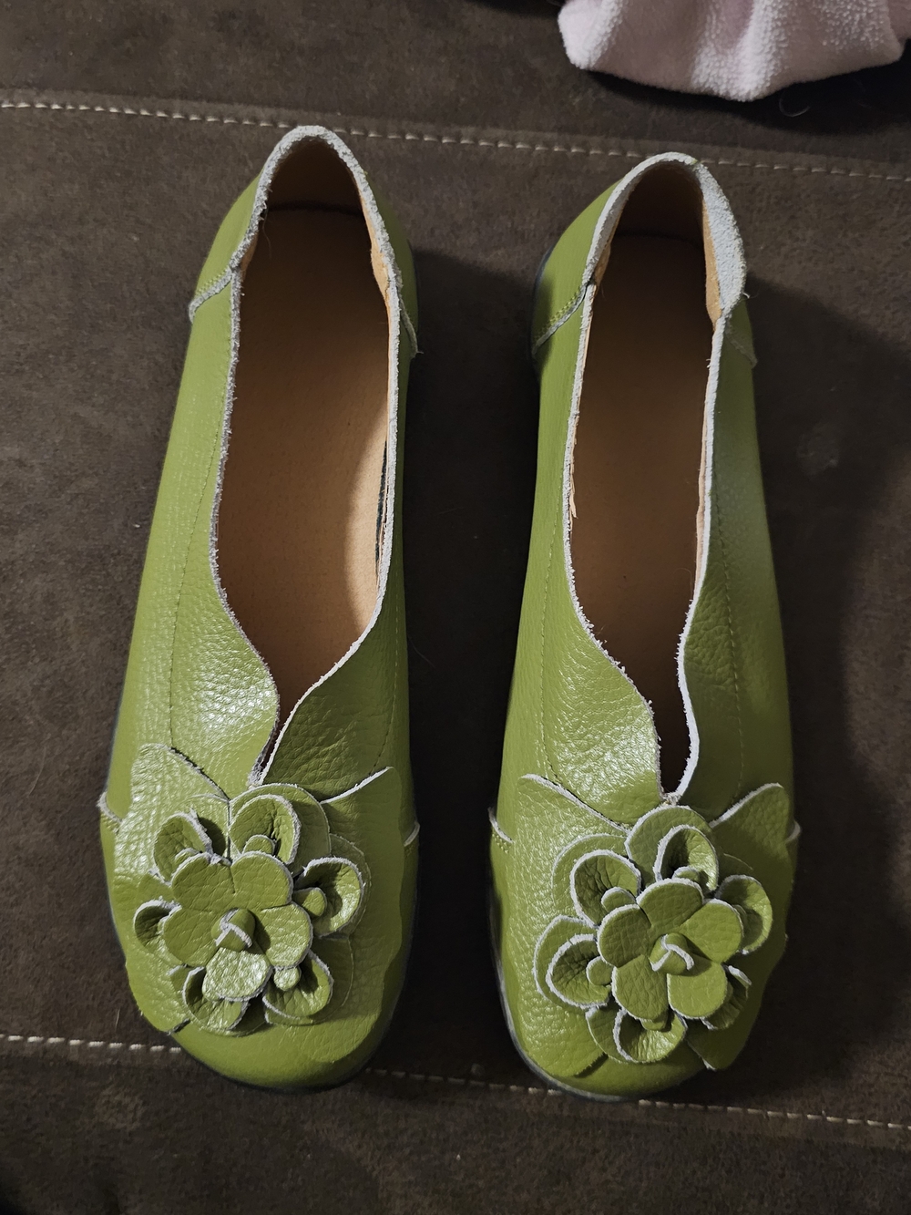 Green Leather Flats